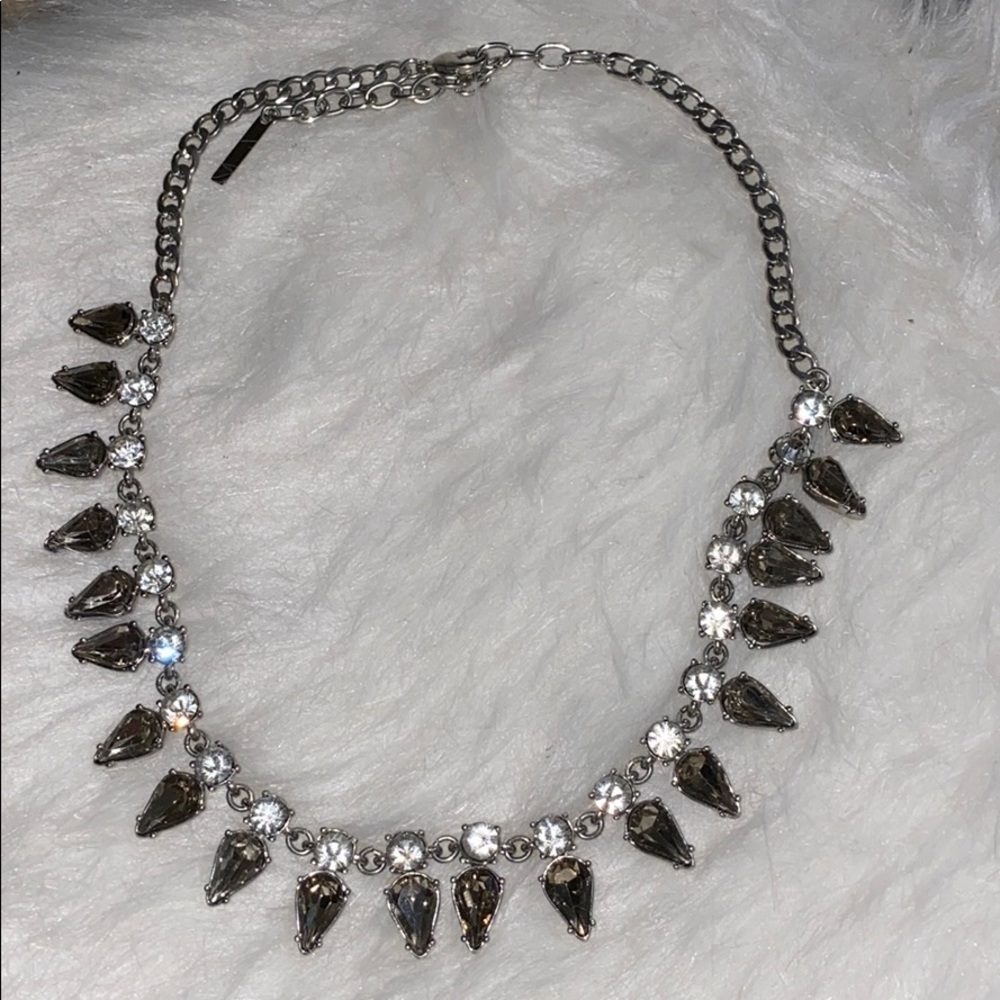 Silver necklace with rhinestones